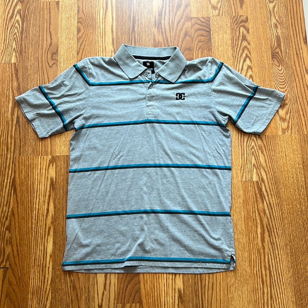 Grey Striped DC Polo